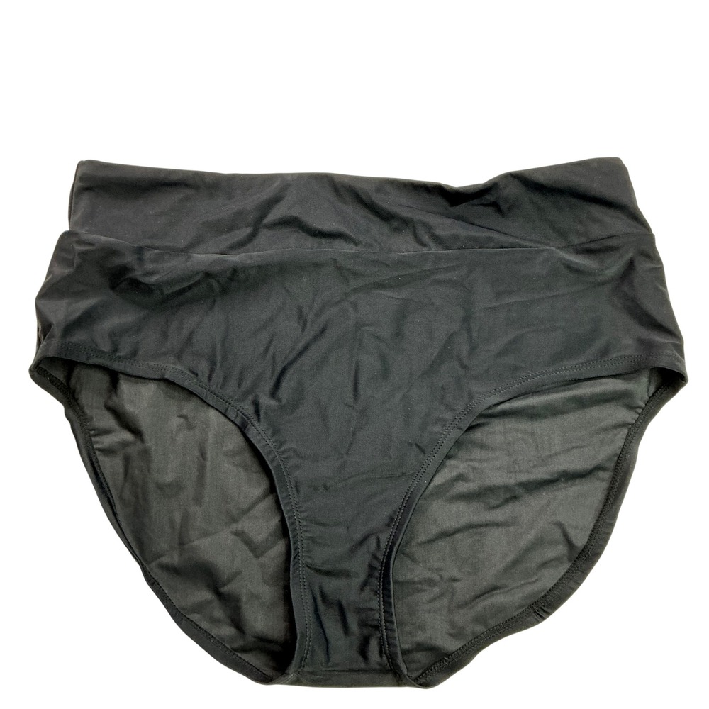 Island Escape Black Bikini Bottoms Women 14 High Waist Tummy Control RP001300